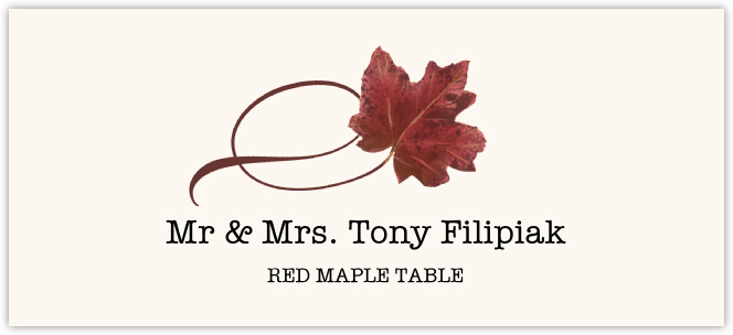 Red Maple Twisty Leaf  Place Cards