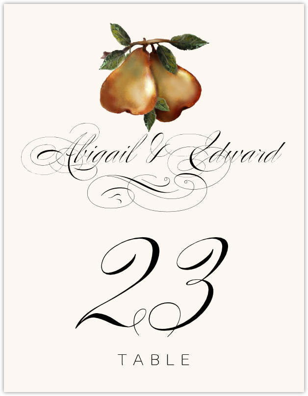 Two Pears  Table Numbers