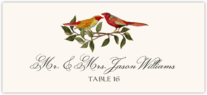 Two Red Birds  Place Cards