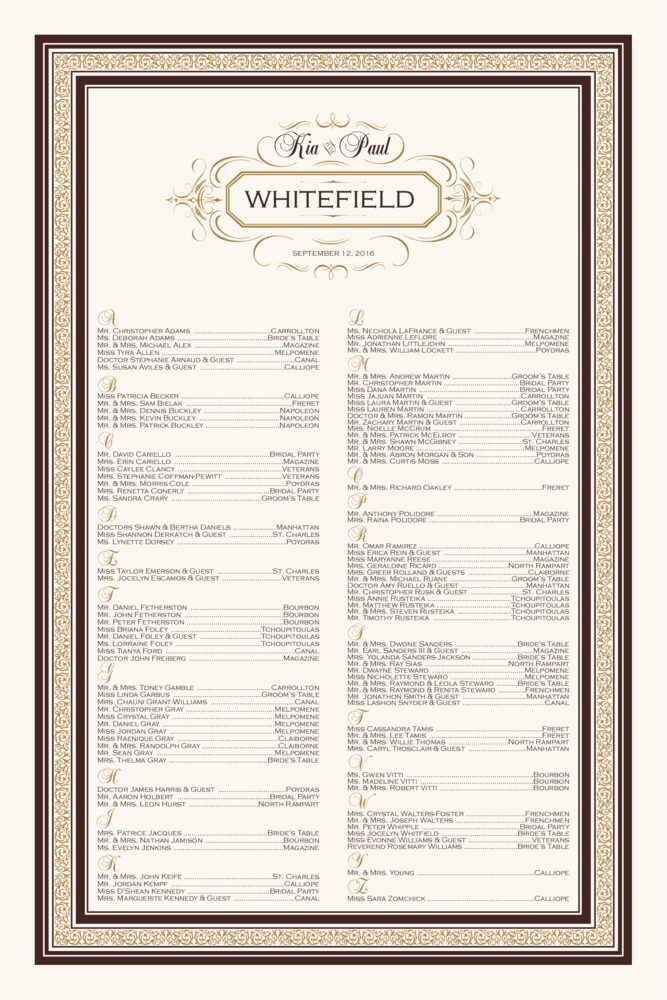 Victorian Flourish  Seating Charts