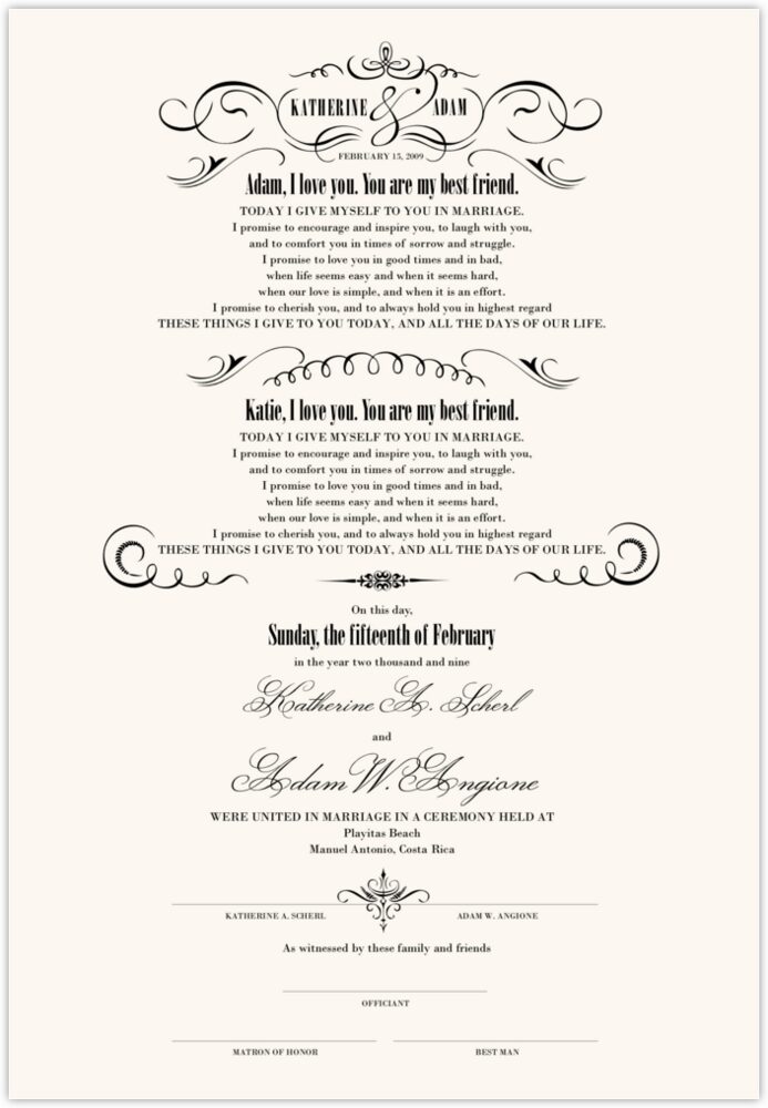 Victorian Flourish Bodini  Wedding Certificates