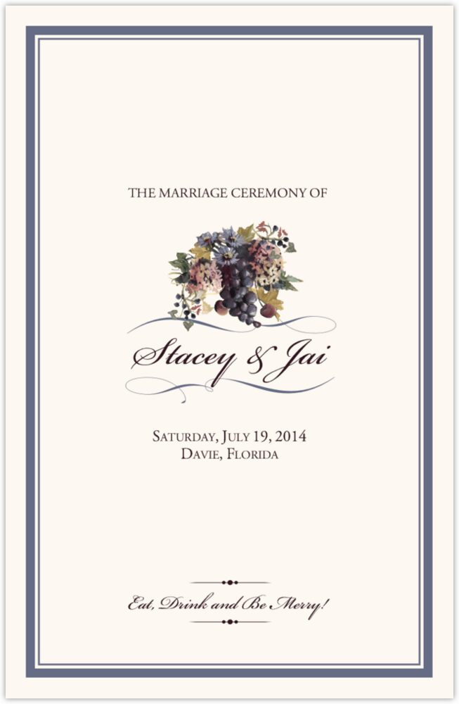 Blue Grapes and Chicory  Wedding Programs