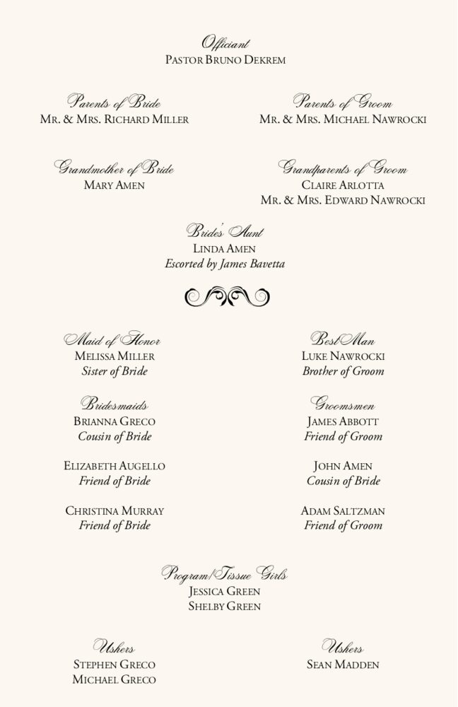 Curly Sue  Wedding Programs