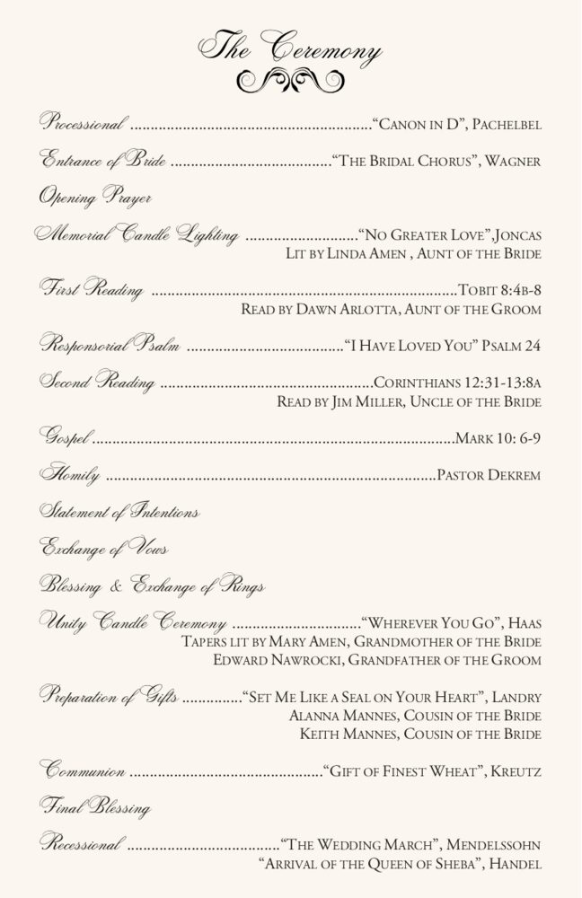Curly Sue  Wedding Programs
