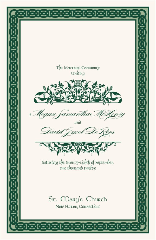 Scott's Garden  Wedding Programs