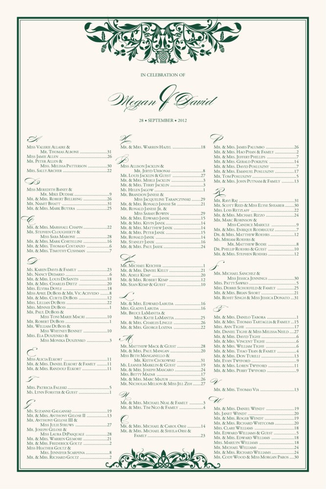 Scott's Garden  Seating Charts