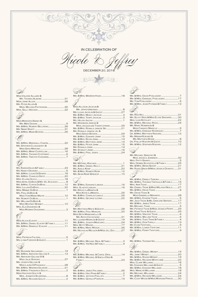 Vintage Snowflake Twist  Seating Charts