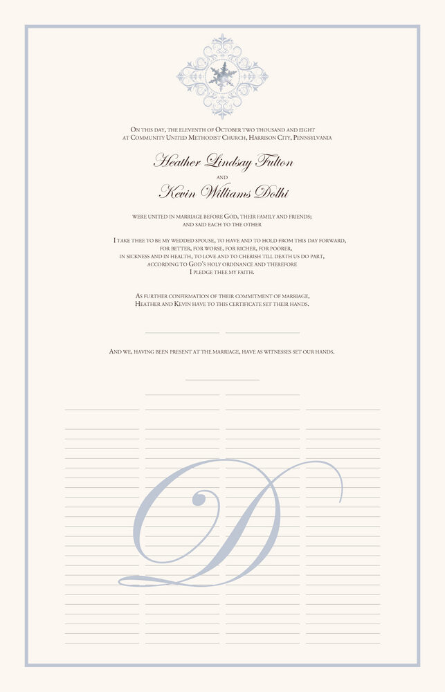 Vintage Spiral Snowflake  Wedding Certificates