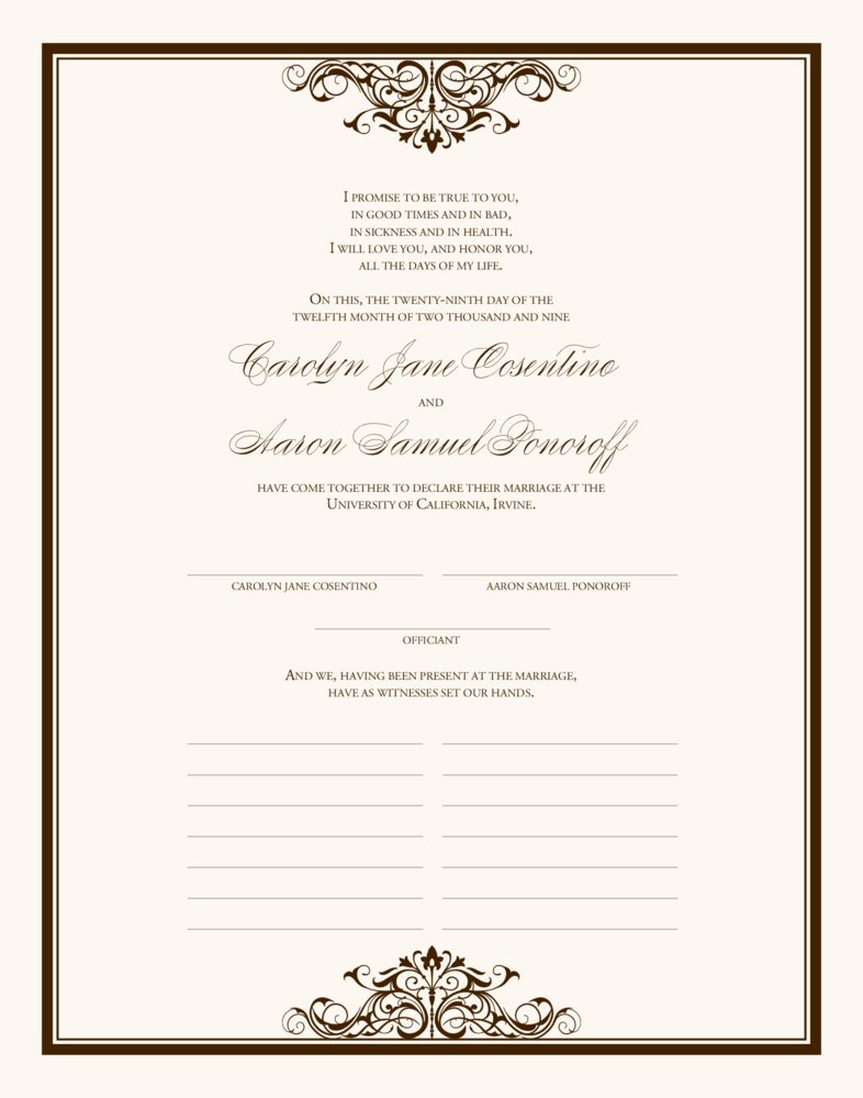 Emerson Vintage Top & Bottom  Wedding Certificates
