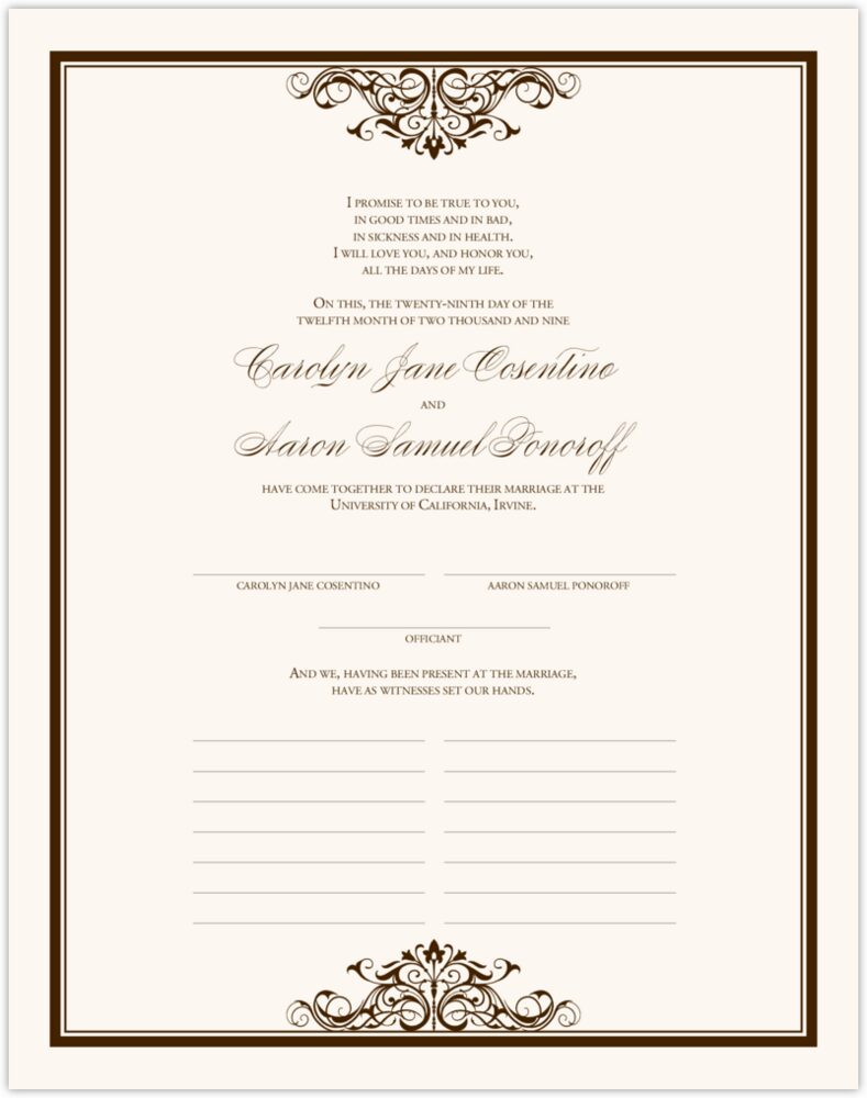 Emerson Vintage Top & Bottom  Wedding Certificates