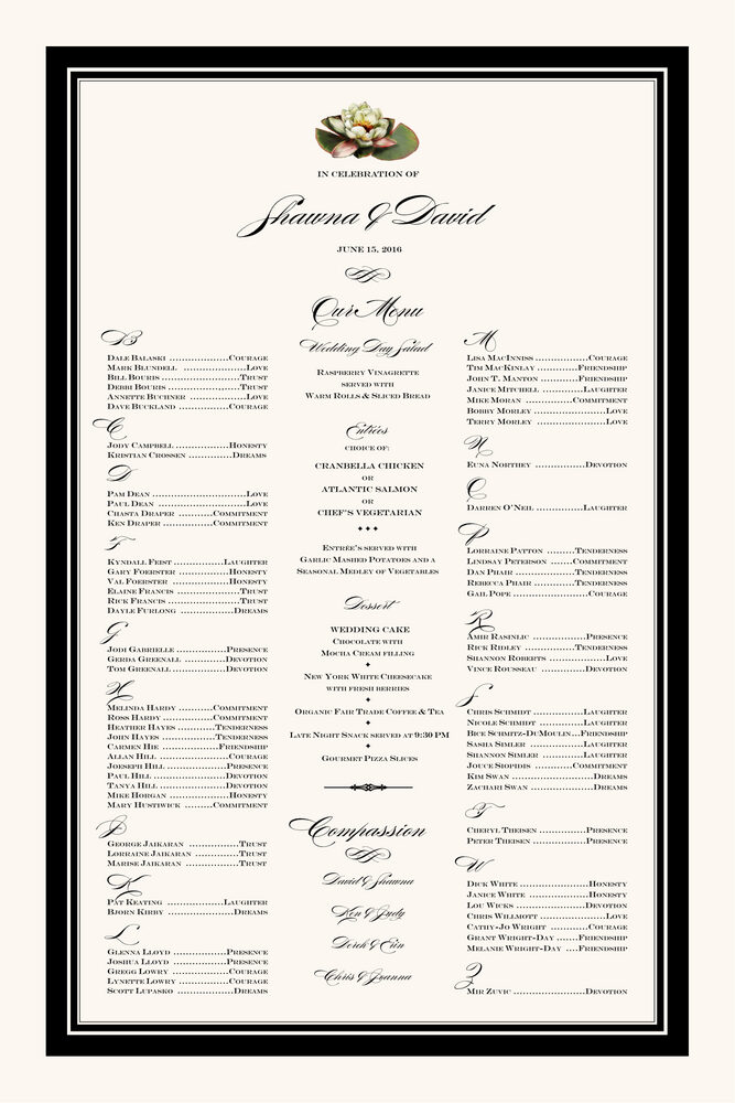 Water Lily  Seating Charts