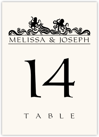 Wavy Sea Creatures  Table Numbers