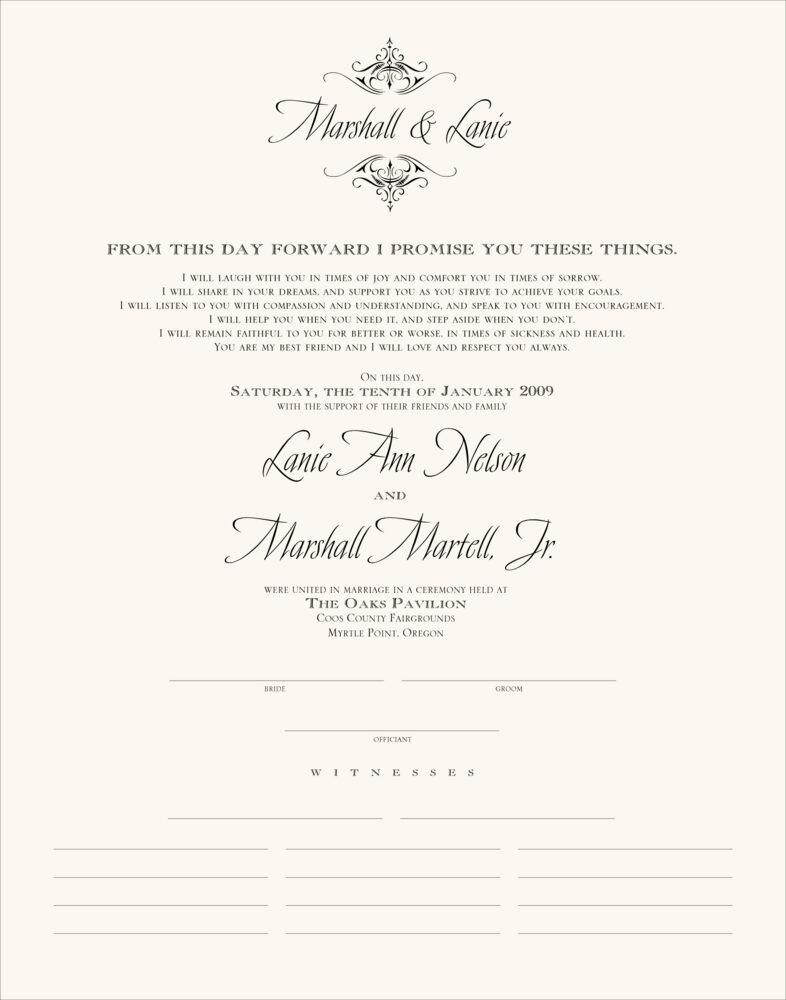 Avalon and Times  Wedding Certificates