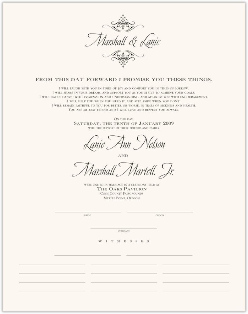 Avalon and Times  Wedding Certificates
