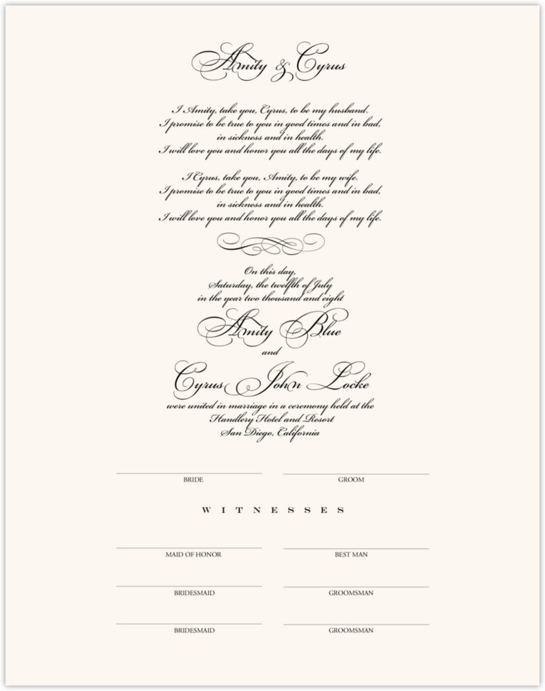 Bickham Classic  Wedding Certificates