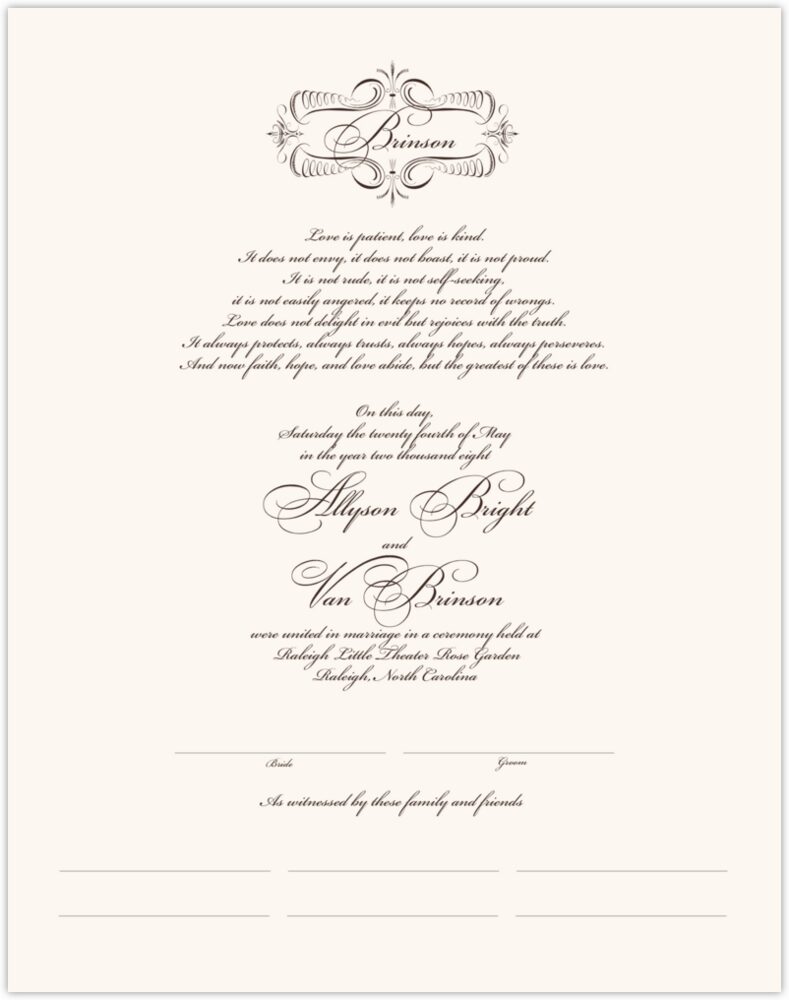 Bickham Fancy  Wedding Certificates