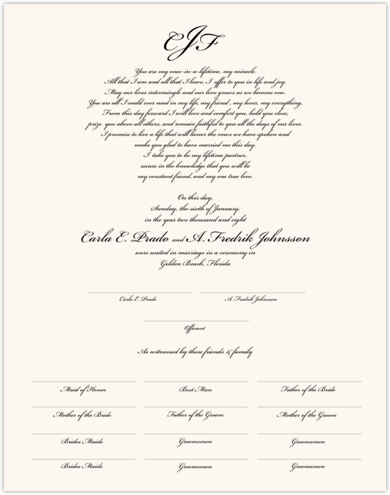 Bickham Traditional  Wedding Certificates