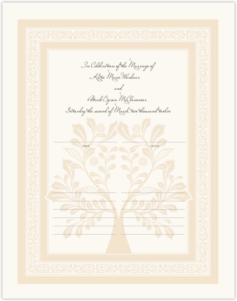 Paisley Tree of Life  Wedding Certificates