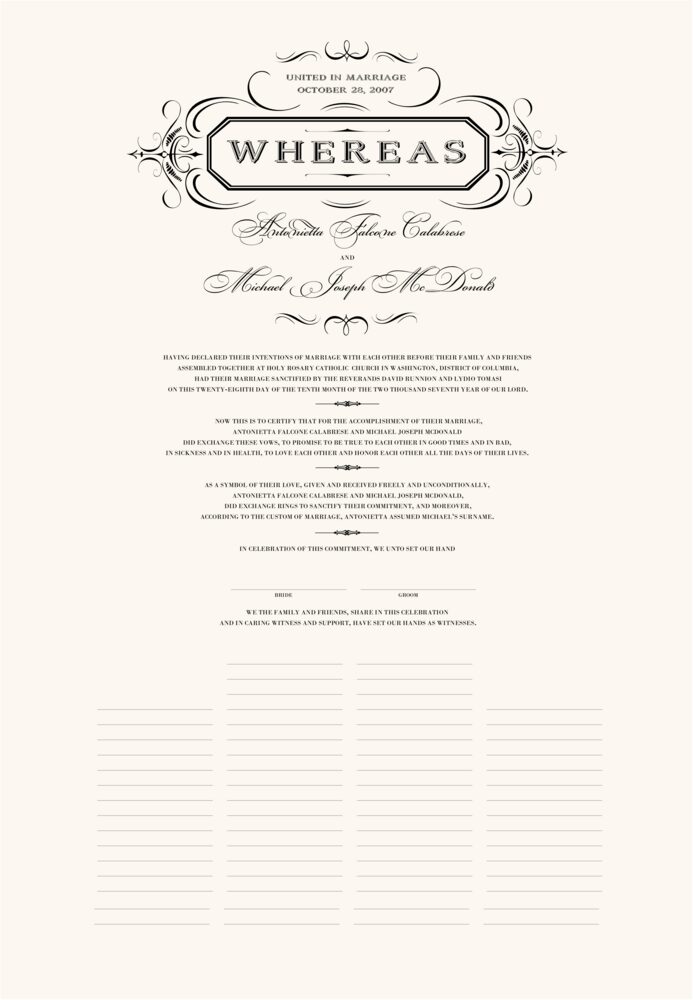 French Victorian  Wedding Certificates