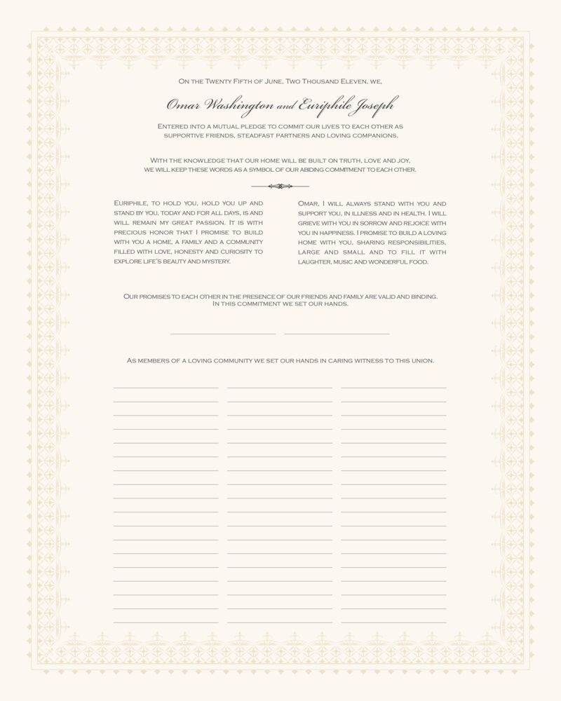 India Inspired Border  Wedding Certificates