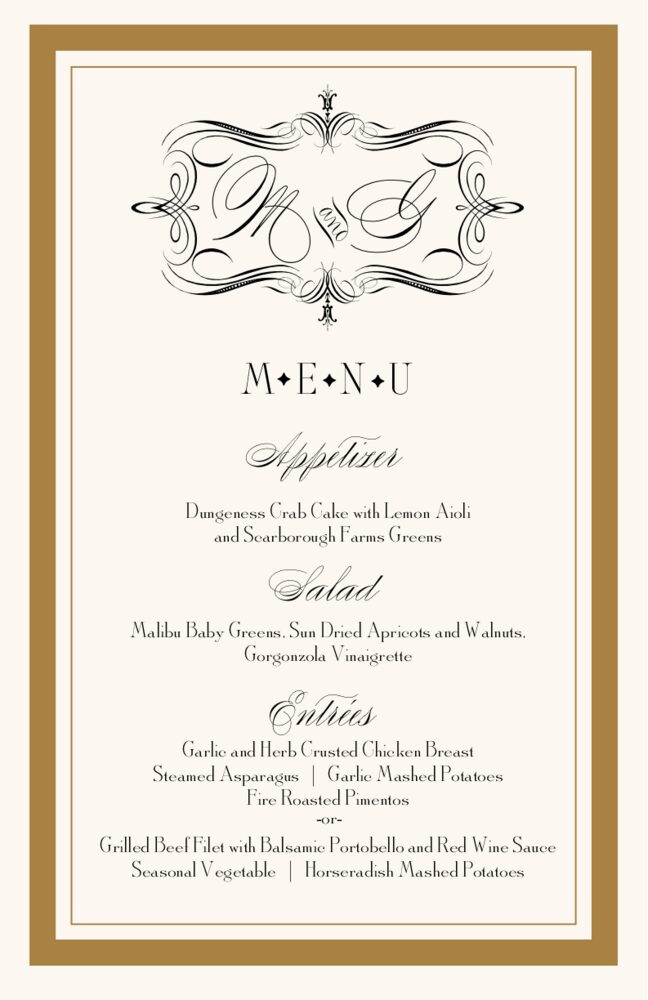 Compendium Monogram  Wedding Menus