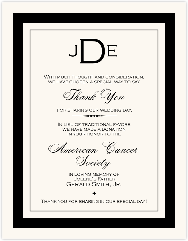 Copperplate Monogram  Donation Cards