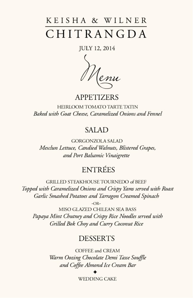 Garamond Monogram  Wedding Menus