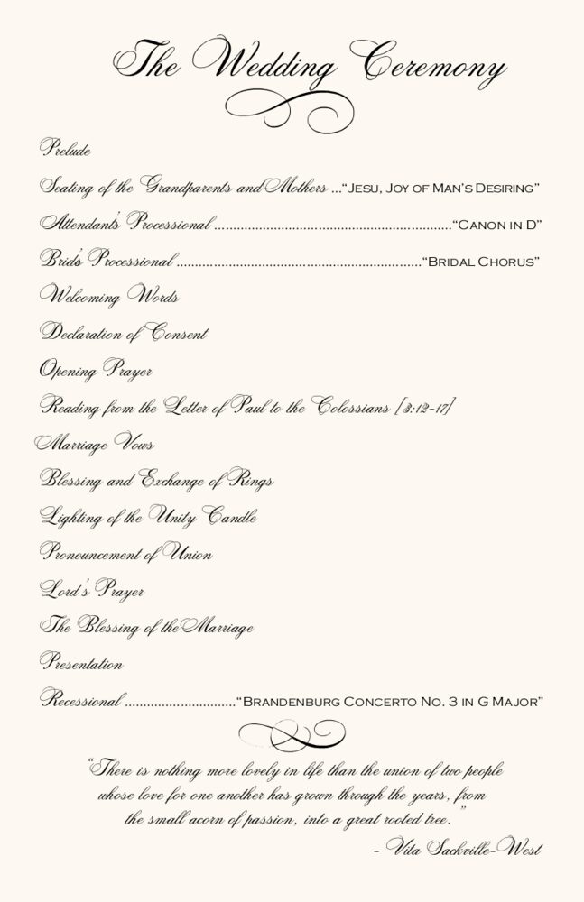Abbey Cocktail  Wedding Programs