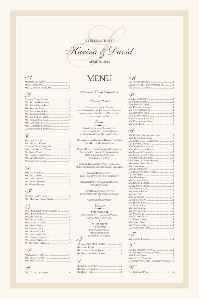 Elegance Monogram 28  Seating Charts