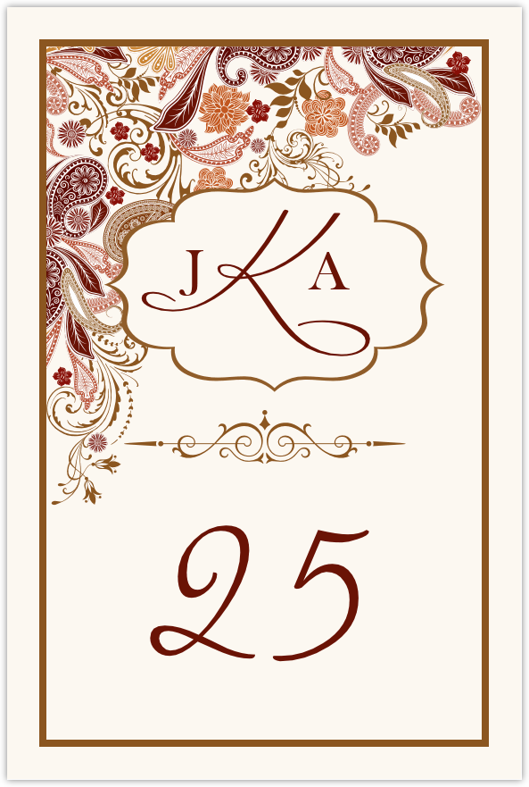 Paisley Garden  Table Numbers
