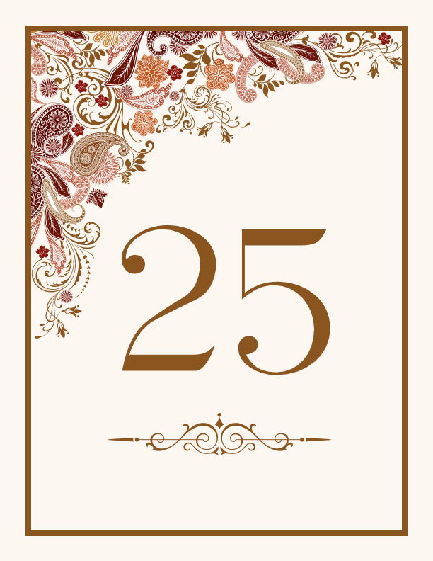 Paisley Garden  Table Numbers