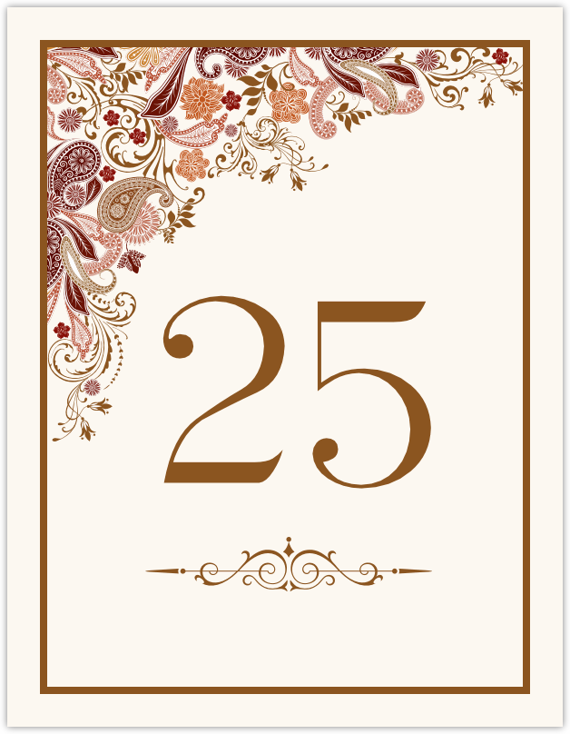 Paisley Garden  Table Numbers