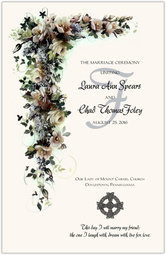 White Rose Cascade  Wedding Programs