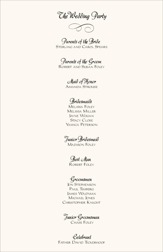 White Rose Cascade  Wedding Programs