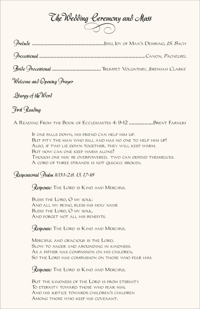 White Rose Cascade  Wedding Programs