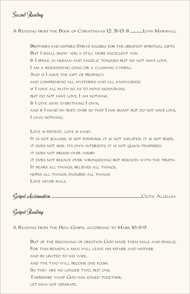 White Rose Cascade  Wedding Programs
