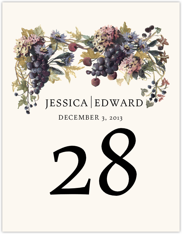 Blue Grapes Cascade  Table Numbers