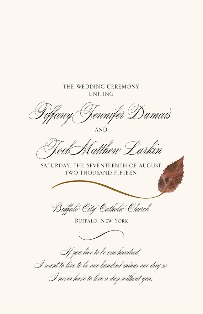 Ironwood Wispy Leaf  Wedding Programs