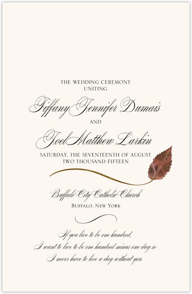 Ironwood Wispy Leaf  Wedding Programs