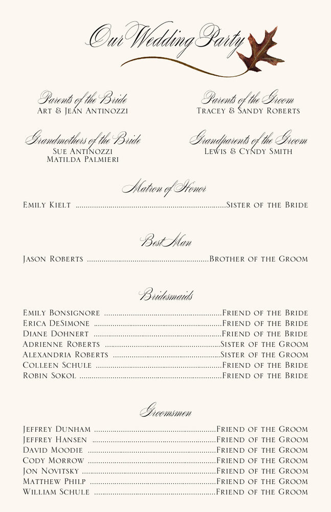Ironwood Wispy Leaf  Wedding Programs