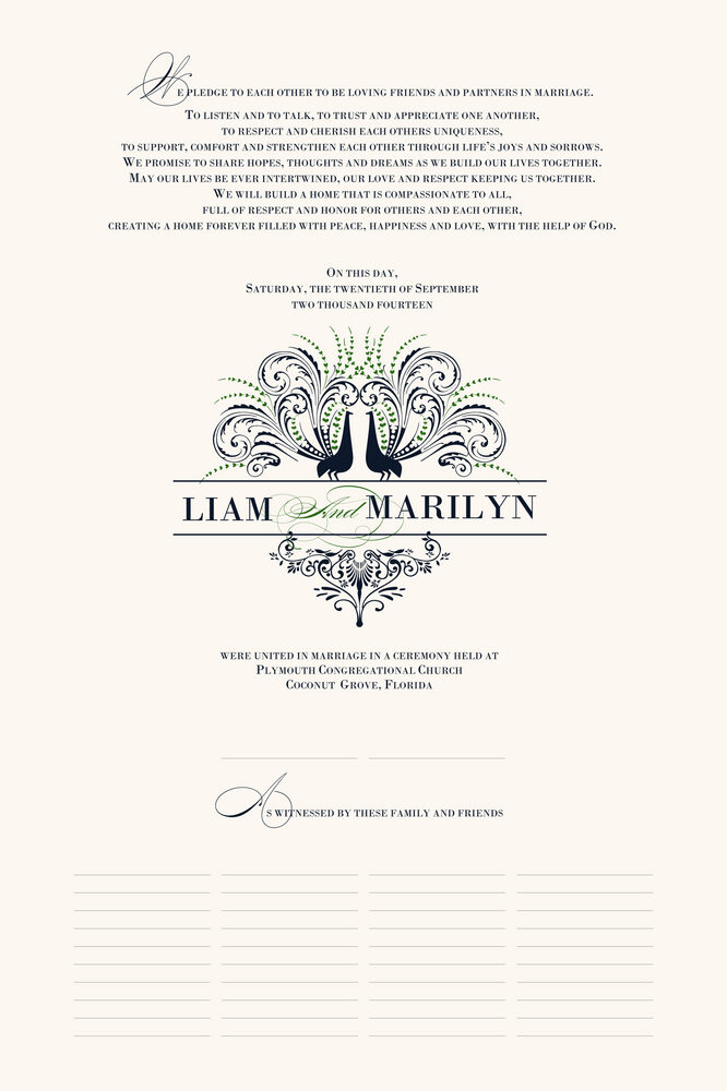 Passionate Peacock 02  Wedding Certificates