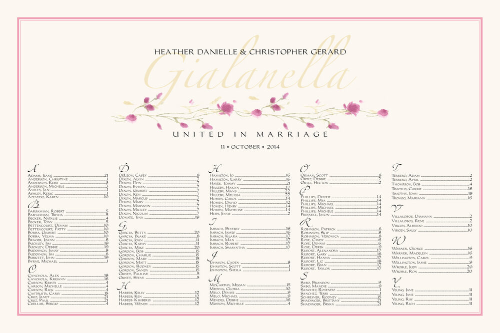 Wispy Rose Bud  Seating Charts