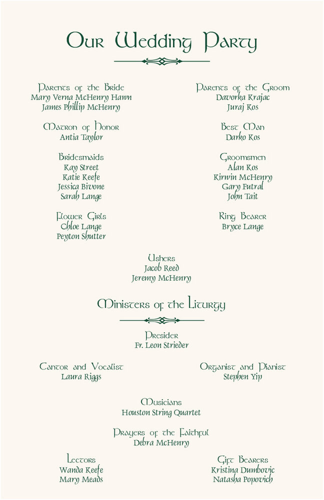 Wispy Shamrock  Wedding Programs