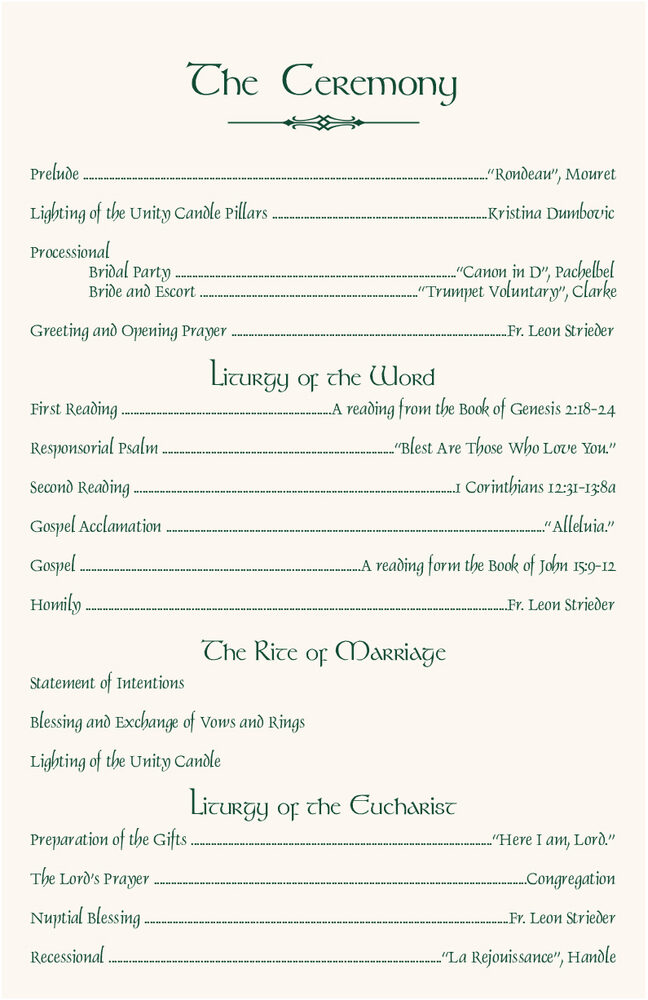 Wispy Shamrock  Wedding Programs