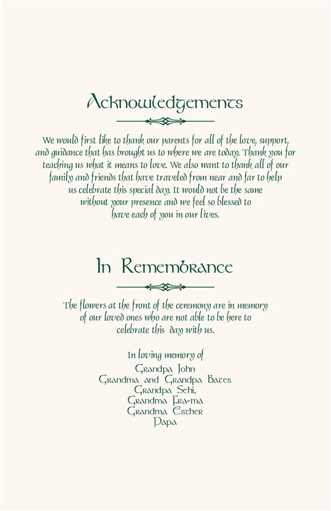 Wispy Shamrock  Wedding Programs