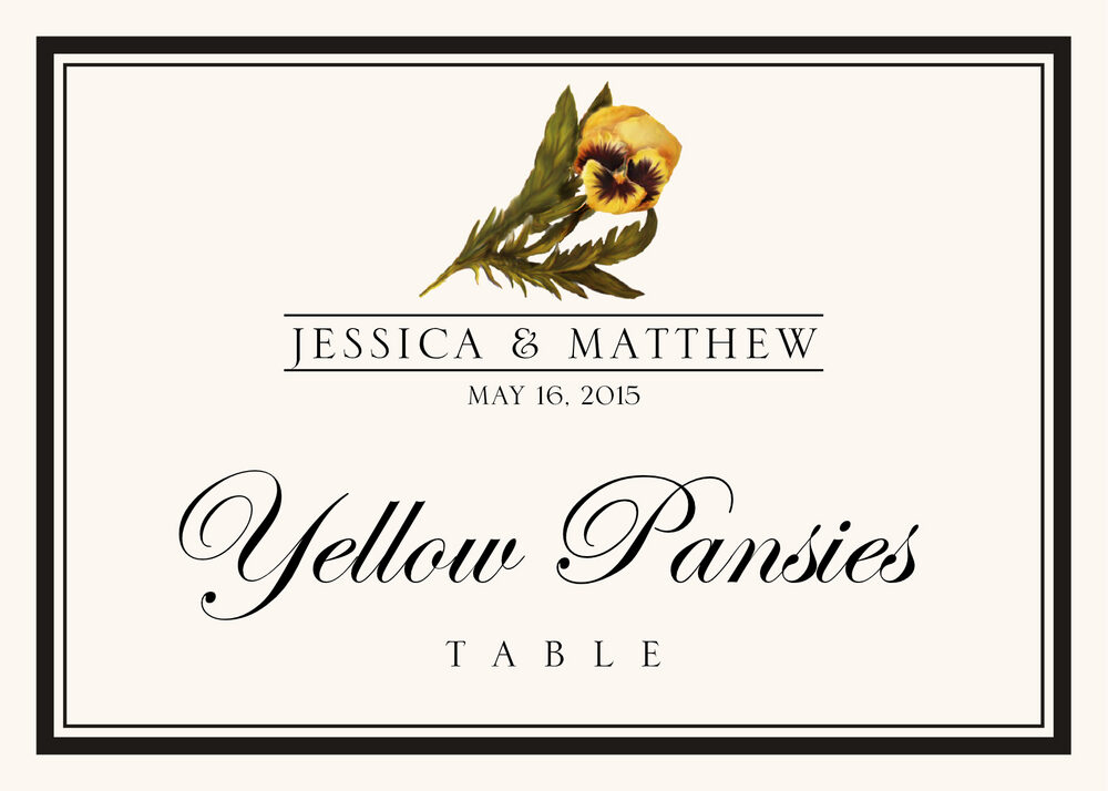 Assorted Flowers and Monogram  Table Names
