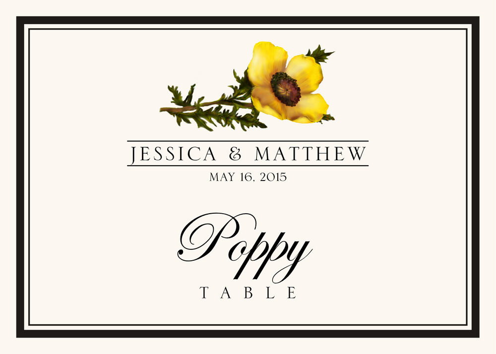 Assorted Flowers and Monogram  Table Names