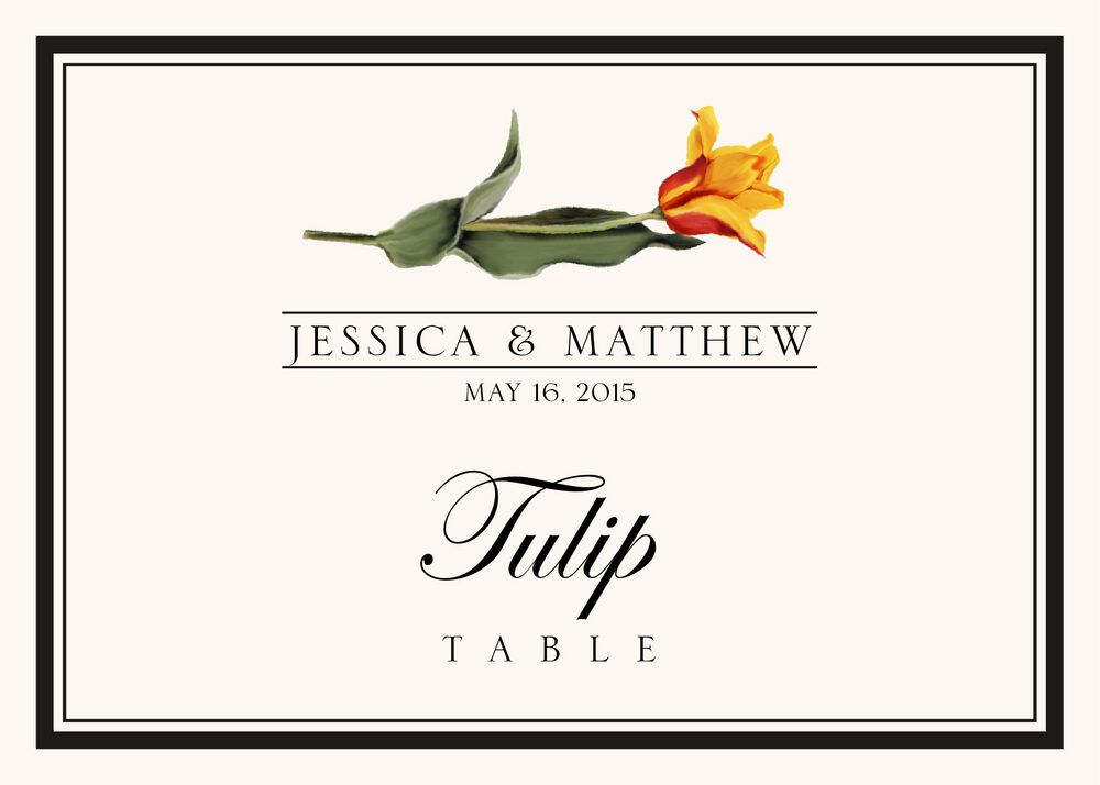 Assorted Flowers and Monogram  Table Names