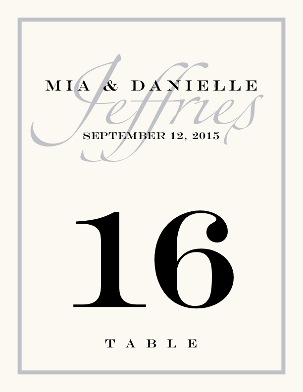 Zapfino Monogram 08  Table Numbers
