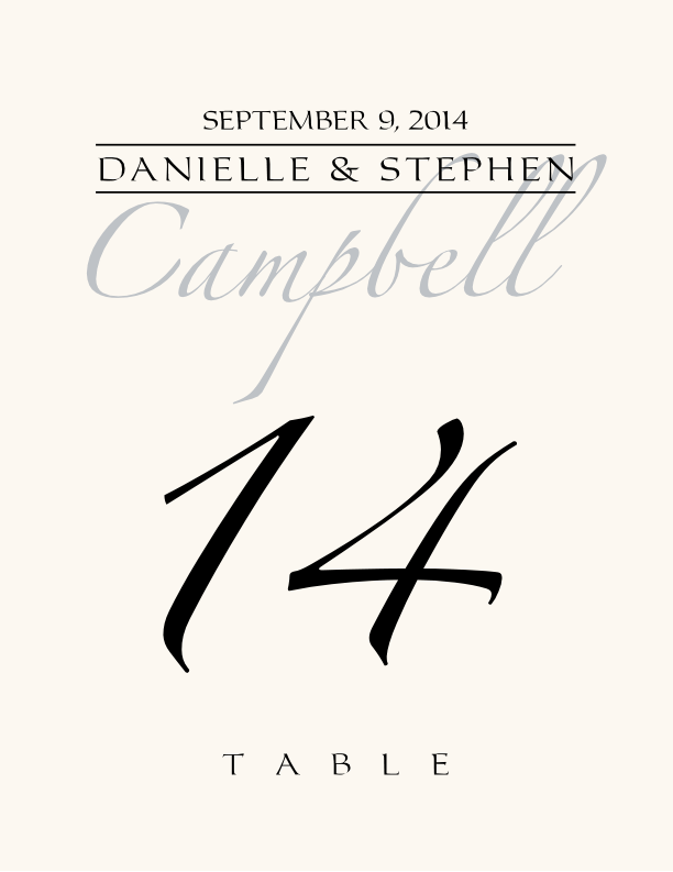 Zapfino Monogram 13  Table Numbers